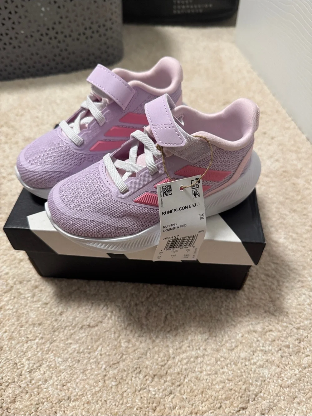 adidas Kids Light Pink and White Runfalcon Sport Sneakers